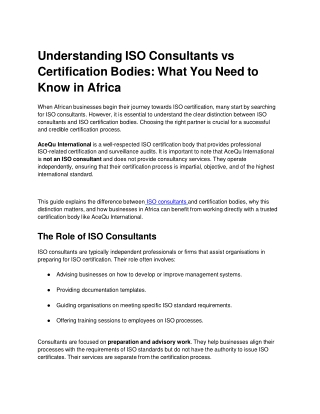 Understanding ISO Consultants vs Certification Bodies_ What You Need to Know in Africa