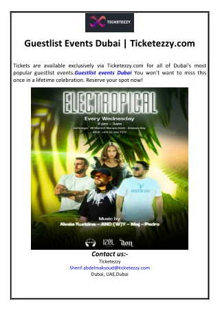 Guestlist Events Dubai | Ticketezzy.com