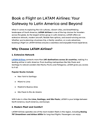 Book a Flight on LATAM Airlines_ Your Gateway to Latin America and Beyond