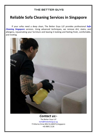 Reliable Sofa Cleaning Services in Singapore