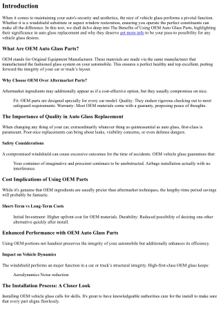 The Benefits of Using OEM Auto Glass Parts