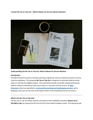 Trump’s No Tax on Tips Act – What It Means for Service Industry Workers