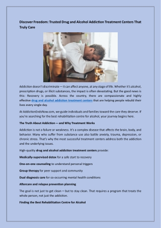 Discover Freedom Trusted Drug and Alcohol Addiction Treatment Centers That Truly Care