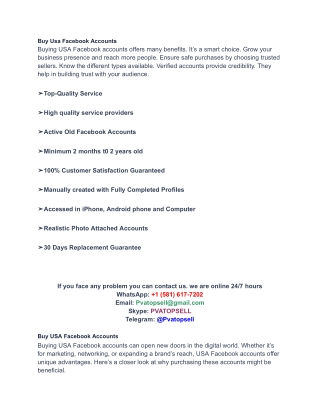 Buy Usa Facebook Accounts