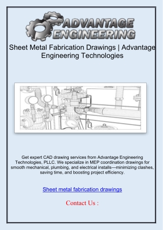 Sheet Metal Fabrication Drawings | Advantage Engineering Technologies