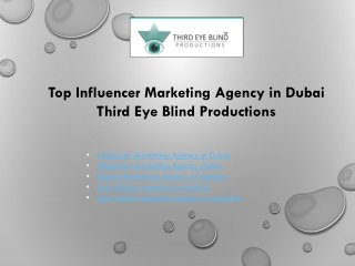 Top Influencer Marketing Agency in Dubai Third Eye Blind Productions