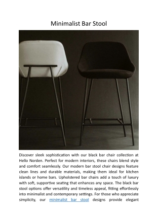 Minimalist Bar Stool