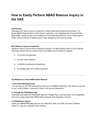 How to Easily Perform NBAD Balance Inquiry in the UAE