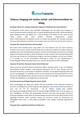 Oxazepam-Dosierung | Schlaftablette.net