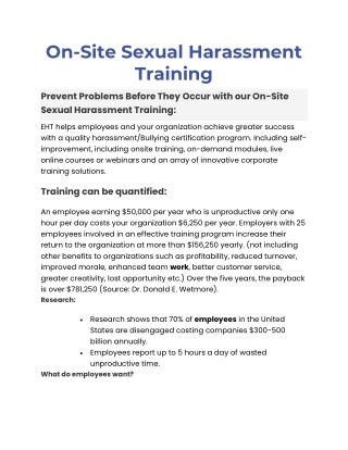 onSite Sexual harassment Training