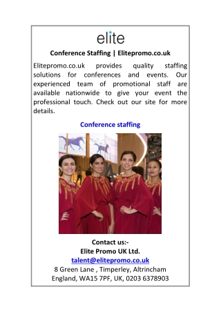 Conference Staffing Elitepromo.co.uk