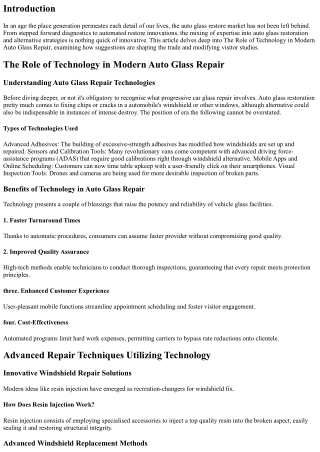 The Role of Technology in Modern Auto Glass Repair