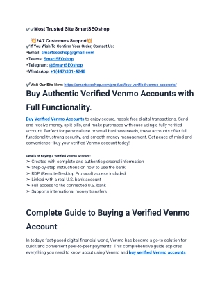 Top Place to Buy Verified Venmo Accounts in USA – Fast & Secur