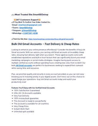 Top Place to Buy Old Gmail Accounts in USA – Fast & Secur