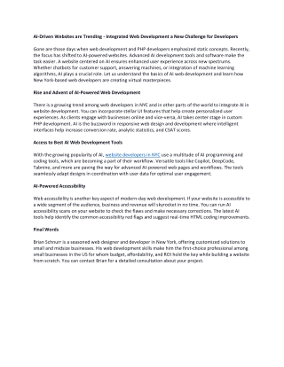 AI-Driven Websites are Trending - Integrated Web Development a New Challenge for Developers