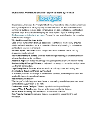 Bhubaneswar Architectural Services – Expert Solutions by Floorkart