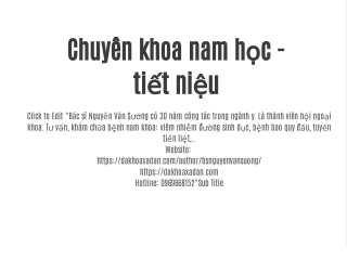 Chuyên khoa nam học - tiết niệu