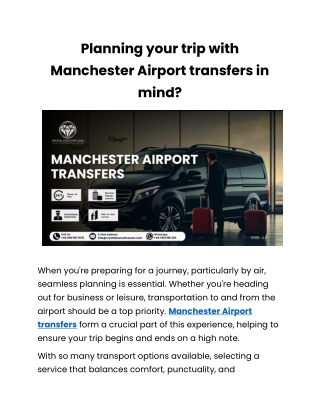 Enjoy hassle-free Manchester Airport transfers now