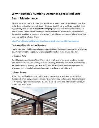 Why Houston’s Humidity Demands Specialized Steel Beam Maintenance