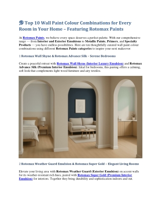 Top 10 Wall Paint Colour Combinations for Every Room in Your Home