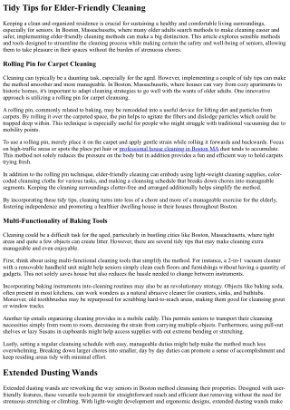 Tidy Tricks For Elder-Friendly Cleaning In Boston, Massachusetts