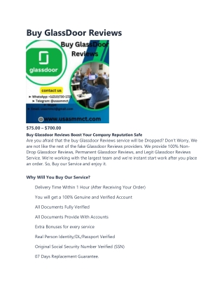 Buy GlassDoor Reviews