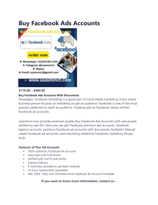Buy Facebook Ads Accounts