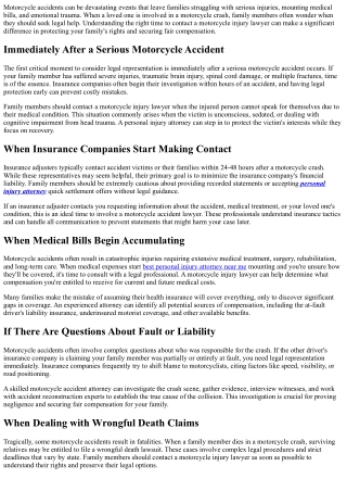 When Should Family Members Contact a Motorcycle Injury Lawyer?