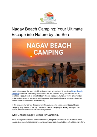 Nagav Beach Camping: Your Ultimate Escape into Nature by the Sea