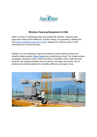 Window Cleaning Equipment in KSA