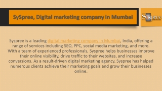SySpree Digital - IT company in Mumbai
