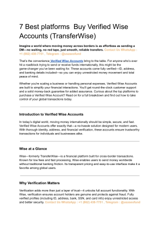 7 Best platforms  Buy Verified Wise Accounts (TransferWise)
