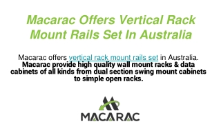 Macarac - Free standing data cabinet in Australia