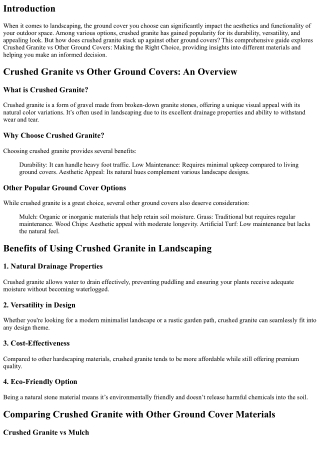 Crushed Granite vs Other Ground Covers: Making the Right Choice