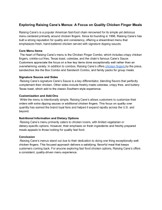 Exploring Raising Cane’s Menus_ A Focus on Quality Chicken Finger Meals