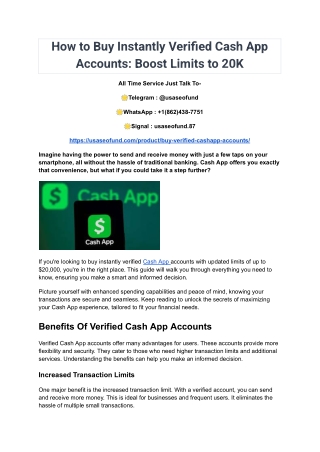 Buy Verified Cash App Accounts