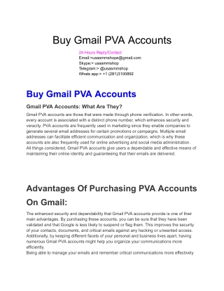 Buy Gmail PVA Accounts