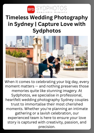 Capture Timeless Moments with Wedding Photography Sydney Experts