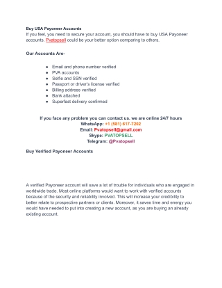 Buy USA Payoneer Accounts