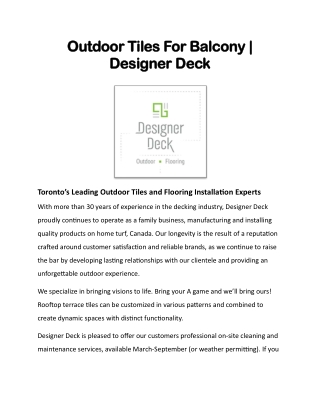 Outdoor Tiles For Balcony