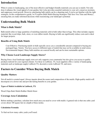 Bulk Mulch Buying Strategies That Save You Time and Money!