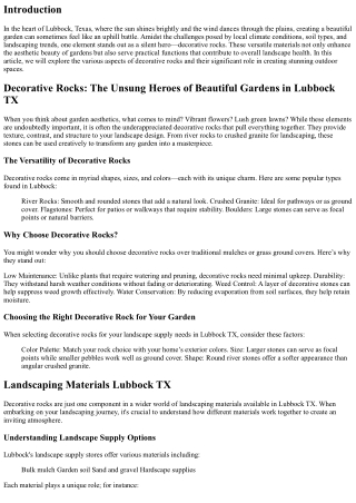 Decorative Rocks: The Unsung Heroes of Beautiful Gardens in Lubbock TX