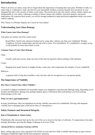 Why Timely Car Window Repairs are Crucial for Your Safety!