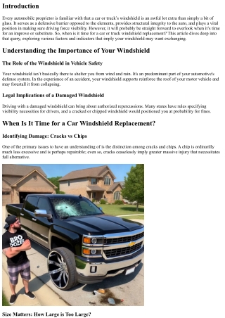 When Is It Time for a Car Windshield Replacement?