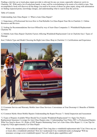 How to Find Reliable Car Glass Repair Near Me in Charlotte