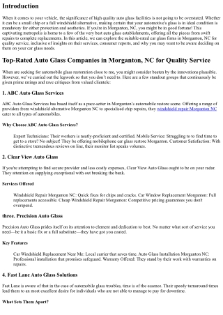 Top-Rated Auto Glass Companies in Morganton, NC for Quality Service
