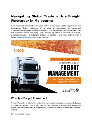 freight forwarder Melbourne