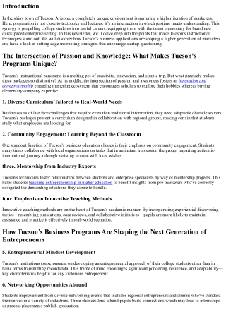 The Intersection of Passion and Knowledge: What Makes Tucson's Programs Unique?