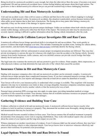 Can a Motorcycle Collision Lawyer Help with Hit and Run Cases?