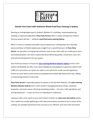 Elevate Your Event with Authentic Wood-Fired Pizza Catering in Sydney